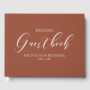 ボホテラコッタ焼きオレンジモノグラム結婚ズ ゲストブック