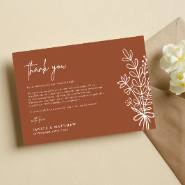 ボホテラコッタ焼きオレンジ素朴結婚ズ サンキューカード