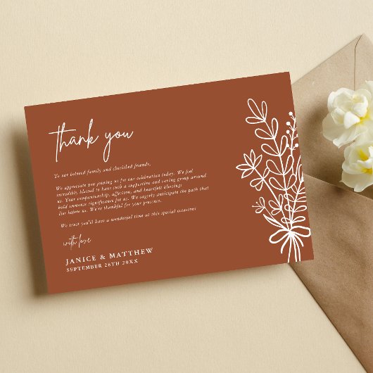 ボホテラコッタ焼きオレンジ素朴結婚ズ サンキューカード