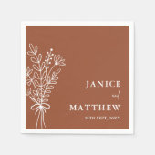 ボホテラコッタ焼きオレンジ素朴結婚ズ スタンダードカクテルナプキン (正面)