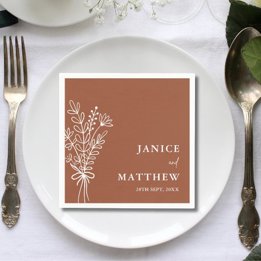 ボホテラコッタ焼きオレンジ素朴結婚ズ スタンダードカクテルナプキン