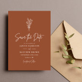 ボホテラコッタ焼きオレンジ素朴結婚ズ セーブザデート