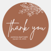 ボホテラコッタ焼きオレンジ素朴結婚ズ ラウンドシール (正面)