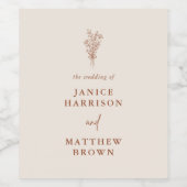 ボホテラコッタ焼きオレンジ素朴結婚ズ ワインラベル (シングルラベル)