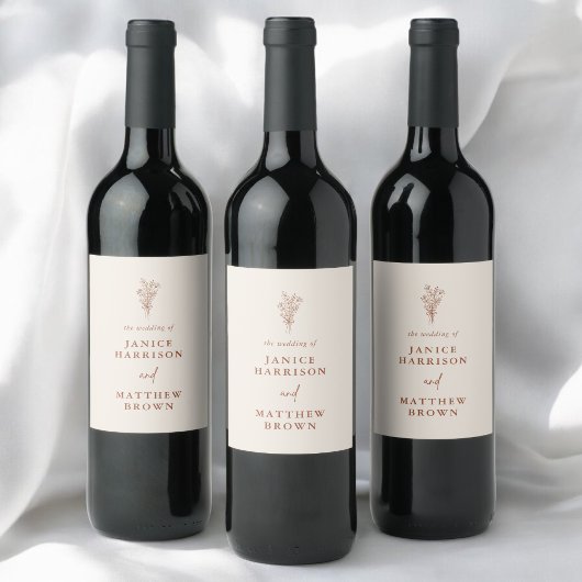 ボホテラコッタ焼きオレンジ素朴結婚ズ ワインラベル