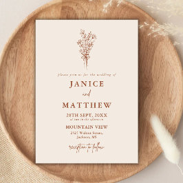 ボホテラコッタ焼きオレンジ素朴結婚ズ 招待状