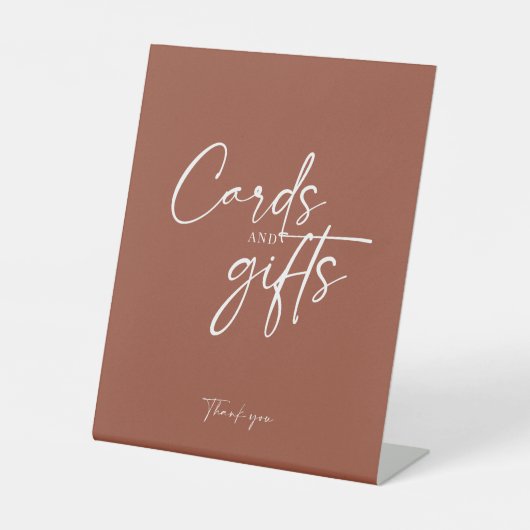 ボホテラコッタ焼きオレンジ色のカードとギフト 台座サイン (正面)