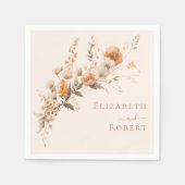 ボホテラコッタ焼きオレンジ色の野結婚花の スタンダードカクテルナプキン (正面)