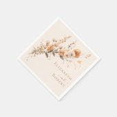 ボホテラコッタ焼きオレンジ色の野結婚花の スタンダードカクテルナプキン (角)