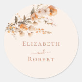 ボホテラコッタ焼きオレンジ色の野結婚花の ラウンドシール (正面)