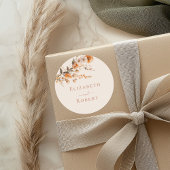 ボホテラコッタ焼きオレンジ色の野結婚花の ラウンドシール