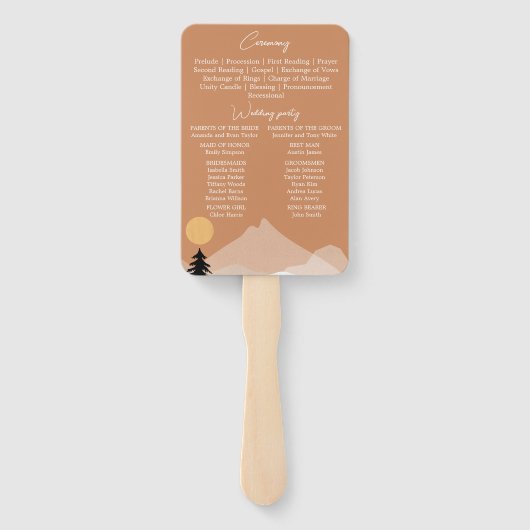 ボホテラコッタ砂漠テーマ結婚式プログラム ハンドファン (裏面)