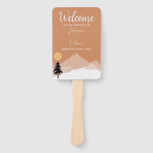 ボホテラコッタ砂漠テーマ結婚式プログラム ハンドファン (正面)