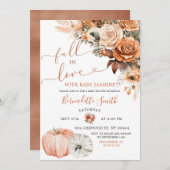 ボホテラコッタ秋インラブパンプキンベビーシャワー 招待状 (正面/裏面)