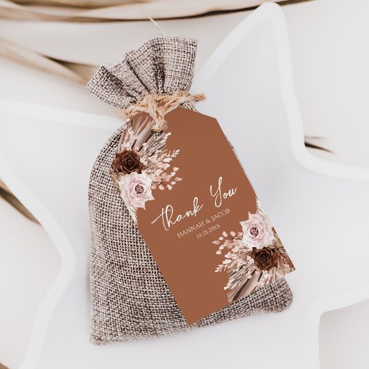 ボホテラコッタ秋フローラ結婚ズサンキューユア ギフトタグ