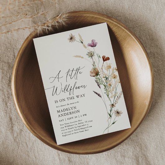 ボホテラコッタ秋ワイルドフラワーベビーシャワー 招待状