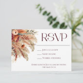 ボホテラコッタ秋乾燥花模様パンパスグラス 出欠カード (スタンド正面)