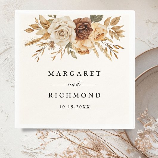 ボホテラコッタ素朴フローラ結婚ズ スタンダードカクテルナプキン