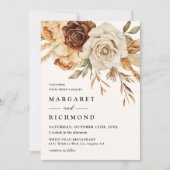 ボホテラコッタ素朴フローラ結婚ズ 招待状 (正面)