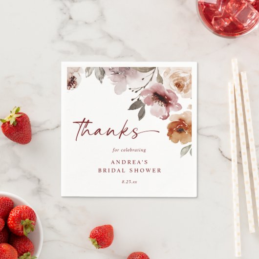 ボホテラコッタ結婚フローラまたはブライダルシャワー スタンダードカクテルナプキン (インサイチュ)