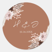 ボホテラコッタ結婚式招待状封筒用シール ラウンドシール (正面)