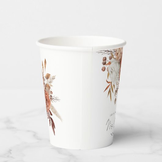 ボホテラコッタ花模様おめでとうミセス結婚ズ 紙コップ (右)