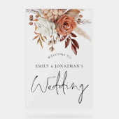 ボホテラコッタ花模様オータムウェルカム結婚ズ アクリルサイン (正面)