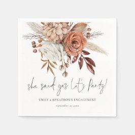 ボホテラコッタ花模様彼女はYes婚約 スタンダードカクテルナプキン