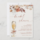 ボホテラコッタ金ゴールドシャンパンブライダルシャワー 招待状 (正面)