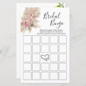 ボホテーマブライダルシャワービンゴカード (正面/裏面)