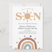 ボホテーマ来ここの息子の赤ちゃんシャワー 招待状 (正面)