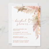 ボホテ素朴ラコッタパンパスグラスブライダルシャワー 招待状 (正面)