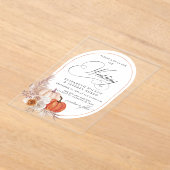 ボホテ素朴ラコッタパンパスパンプキン秋の結婚式 アクリル招待状 (レイダウン)