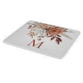 ボホテ素朴ラコッタ花模様モノグラムイニシャル カッティングボード (角)