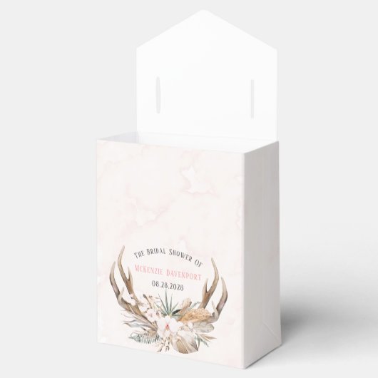 ボホディアの鹿の角と花のブライダルシャワー フェイバーボックス (オープン)