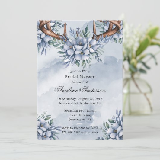 ボホディアアントラーダスティブルーフローラブライダルシャワー 招待状 (スタンド正面)