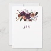 ボホディアスカルダークパープルフローラブーケ結婚ス 招待状 (裏面)