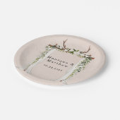 ボホディア〔雄ジカの〕枝角ホワイトキャノピー素朴ズ結婚 ペーパープレート (アングル)