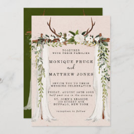 ボホディア〔雄ジカの〕枝角ホワイトキャノピー素朴 招待状