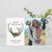 ボホディア〔雄ジカの〕枝角 |クリスマス素朴フローラ写真 シーズンカード (スタンド正面)