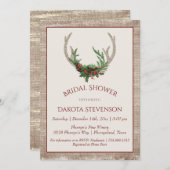 ボホディア〔雄ジカの〕枝角 |クリスマス素朴ブライダルシャワー 招待状 (正面/裏面)