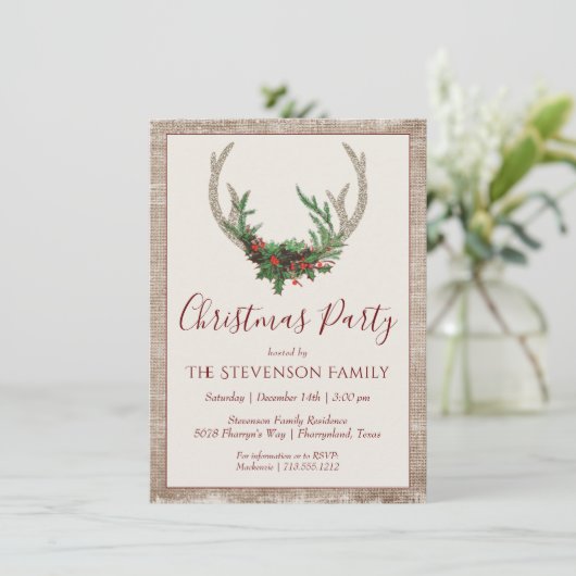 ボホディア〔雄ジカの〕枝角 |フローラ素朴のクリスマスパーティー シーズンカード (スタンド正面)