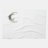 ボホディア〔雄ジカの〕枝角 |赤素朴のクリスマスフローラ キッチンタオル (横)