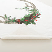 ボホディア〔雄ジカの〕枝角 |赤素朴のクリスマスフローラ シェルパブランケット (3/4)