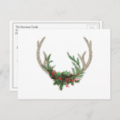 ボホディア〔雄ジカの〕枝角 |赤素朴のクリスマスフローラ シーズンポストカード (正面/裏面)