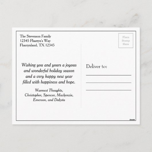 ボホディア〔雄ジカの〕枝角 |赤素朴のクリスマスフローラ シーズンポストカード (裏面)