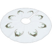 ボホディア〔雄ジカの〕枝角 |赤素朴のクリスマスフローラ ブラッシュドポリエステルツリースカート (アングル)