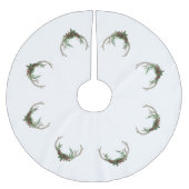 ボホディア〔雄ジカの〕枝角 |赤素朴のクリスマスフローラ ブラッシュドポリエステルツリースカート (正面)