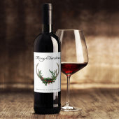 ボホディア〔雄ジカの〕枝角 |赤素朴のクリスマスフローラ ワインラベル