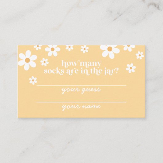 ボホデイジーイエローフローラベビーシャワーおむつラッフル エンクロージャーカード (正面)